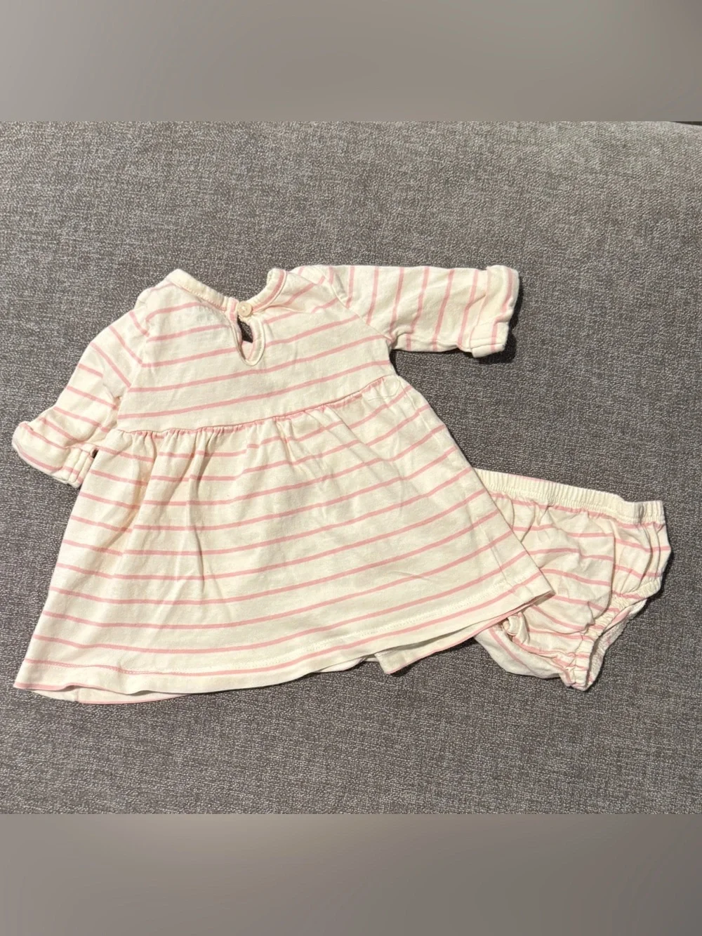 Carter's Baby Pink Stripe Apple Dress with Bloomers 3m